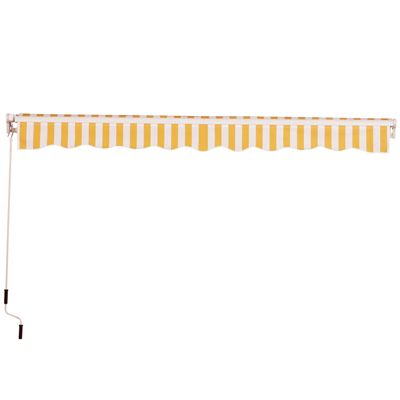 Store banne manuel rétractable aluminium polyester imperméabilisé 3L x 2,5l m orange blanc rayé