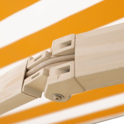 Store banne manuel rétractable aluminium polyester imperméabilisé 3L x 2,5l m orange blanc rayé