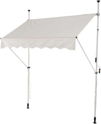 Store Banne Manuel Rétractable,en Hauteur,Toile de Protection,sans Percage pour Balcon,Patio,Jardin (Blanc,2,5x1,8M)