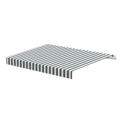 Store banne manuel rayures blanches et grises 3 x 2 m