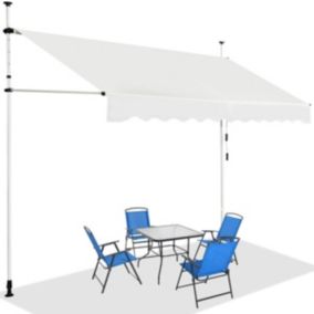 Store Banne Manuel Retractable Auvent Balcon Terrasse Retractable sans Percage Hauteur Reglable 2-3M