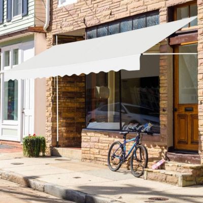VidaXL Auvent Manuel Rétractable Avec LED Auvent De Terrasse Store De Balcon Jardin Patio Extérieur Ombrage Des Fenêtres 500x350 Cm Crème