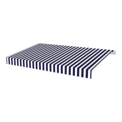 Store banne manuel sans coffre rayé blanc et bleu 3 x 2 m