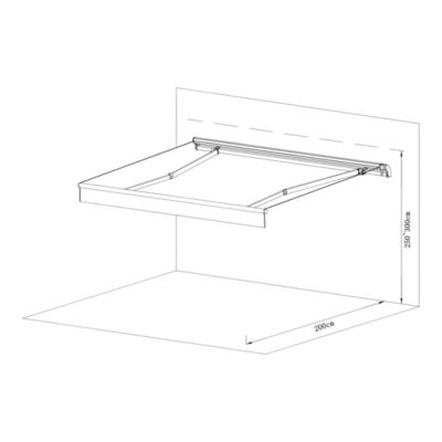 Store banne manuel sans coffre rayé blanc et bleu 3 x 2 m