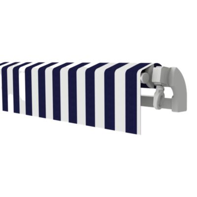 Store banne manuel sans coffre rayé blanc et bleu 3 x 2 m