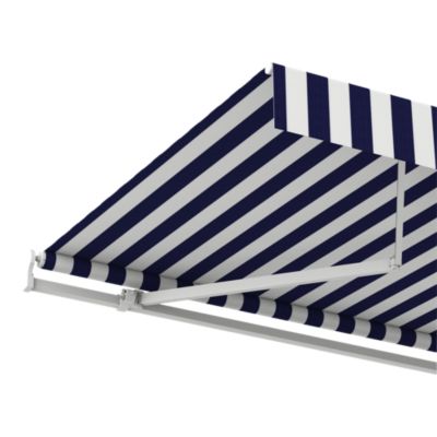 Store banne manuel sans coffre rayé blanc et bleu 3 x 2 m