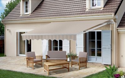 Store banne manuel sans coffre Torello beige et gris 3,95 x 3 m