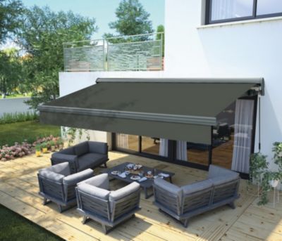 Store banne manuel semi-coffre gris 5 x 3 m