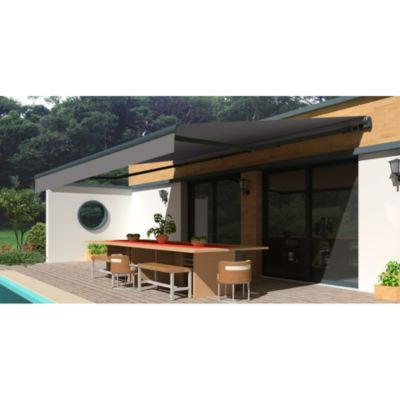 Store banne Monobloc EASY Gris Anthracite 4x3m (Gris Anthracite - Manuel par treuil - Gris Anthracite)