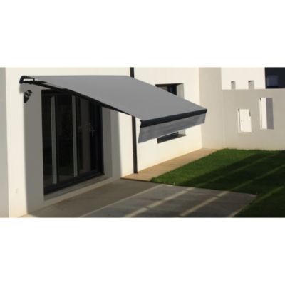 Store banne Monobloc EASY Gris Anthracite 4x3m (Gris Anthracite - Manuel par treuil - Gris Anthracite)