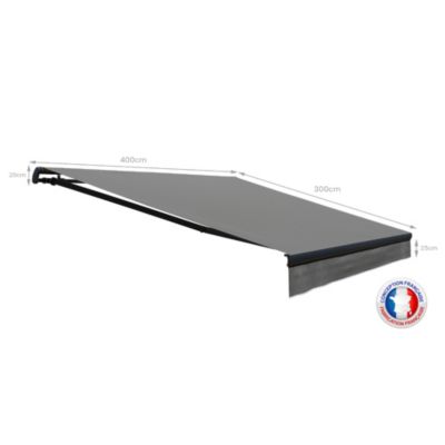 Store banne Monobloc EASY Gris Anthracite 4x3m (Gris Anthracite - Manuel par treuil - Gris Anthracite)