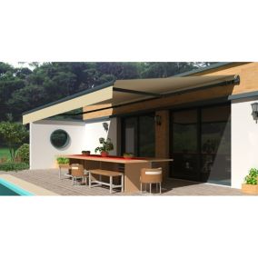 Store banne Monobloc EASY Gris Anthracite 4x3m (Gris Anthracite - Motorisé à télécommande secours - Ecru)