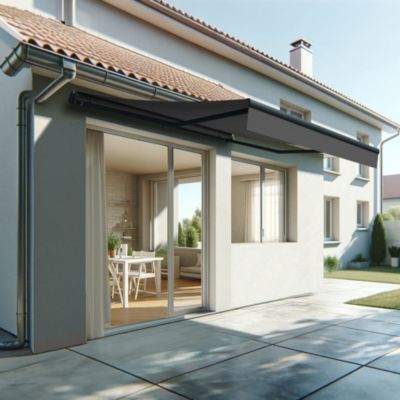 Store banne monobloc ESPAI 4,00x3,00m (Manuelle - Gris Graphite - Gris anthracite)