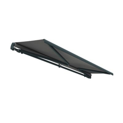 Store banne monobloc ESPAI 5,00x3,00m (Motorisé à interrupteur + manœuvre de secours - Gris Graphite - Gris anthracite)