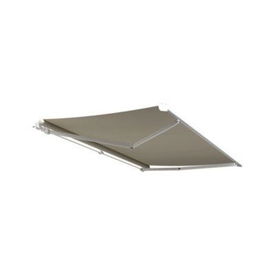 Store banne monobloc MEILE 4,20 x 3,00m (Motorisé à interrupteur + manœuvre de secours - Beige - Blanc)