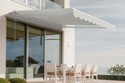 Store banne monobloc structure blanche VECCHIO 3x2,5m toile beige
