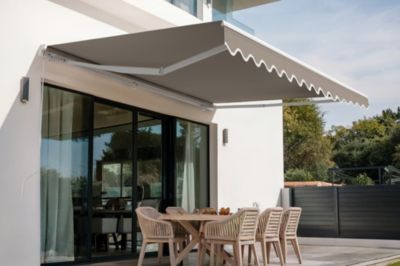 Store banne monobloc structure blanche VECCHIO 3x2,5m toile taupe