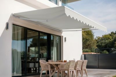Store banne monobloc structure blanche VECCHIO 4x3m toile beige