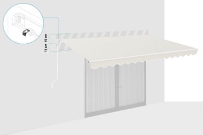 Store banne monobloc structure blanche VECCHIO 4x3m toile beige