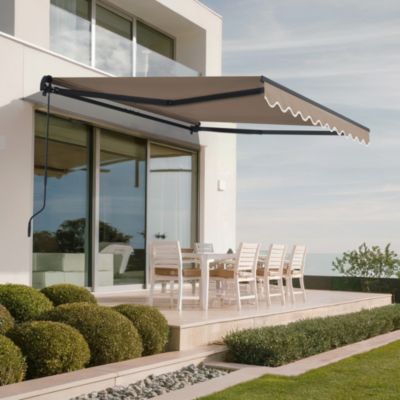 Store banne monobloc VECCHIO 3m x 2,5m - Toile premium 320g/m2 Taupe