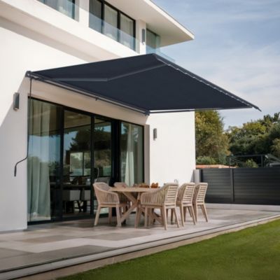 Store banne monobloc VECCHIO 4m x 3m - Toile premium 320g/m2 Gris
