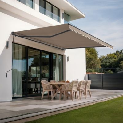 Store banne monobloc VECCHIO 4m x 3m - Toile premium 320g/m2 Taupe