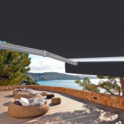 Store banne motorisé et manuel 2,5 x 2 m Demi coffre pour terrasse - Gris anthracite - Sunny Inch
