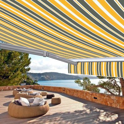 Store banne motorisé et manuel 3,6 x 3 m Demi coffre pour terrasse - Gris jaune - Sunny Inch