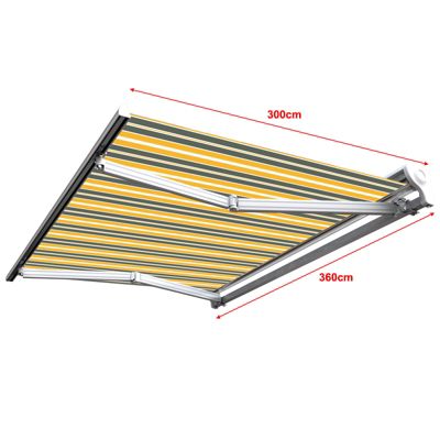 Store banne motorisé et manuel 3,6 x 3 m Demi coffre pour terrasse - Gris jaune - Sunny Inch