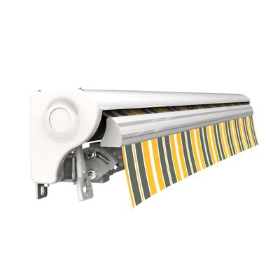 Store banne motorisé et manuel 3,6 x 3 m Demi coffre pour terrasse - Gris jaune - Sunny Inch