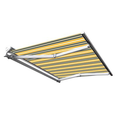 Store banne motorisé et manuel 3,6 x 3 m Demi coffre pour terrasse - Gris jaune - Sunny Inch