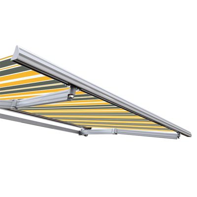 Store banne motorisé et manuel 3,6 x 3 m Demi coffre pour terrasse - Gris jaune - Sunny Inch