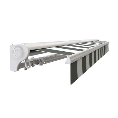 Store banne motorisé et manuel 3 x 2,5 m Demi coffre pour terrasse - Blanc gris - Sunny Inch