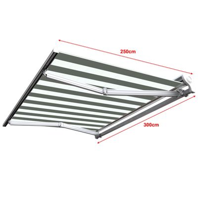 Store banne motorisé et manuel 3 x 2,5 m Demi coffre pour terrasse - Blanc gris - Sunny Inch