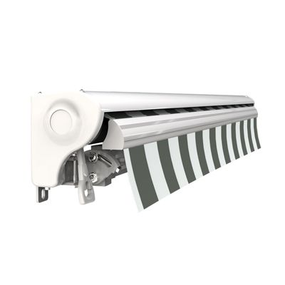 Store banne motorisé et manuel 3 x 2,5 m Demi coffre pour terrasse - Blanc gris - Sunny Inch
