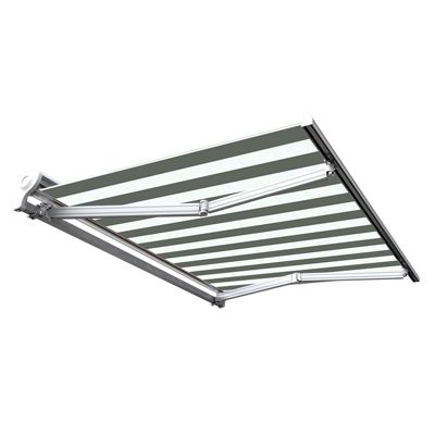 Store banne motorisé et manuel 3 x 2,5 m Demi coffre pour terrasse - Blanc gris - Sunny Inch