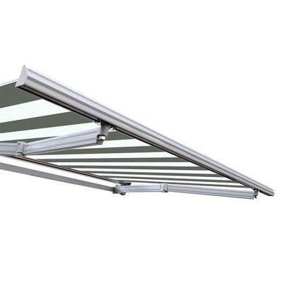 Store banne motorisé et manuel 3 x 2,5 m Demi coffre pour terrasse - Blanc gris - Sunny Inch