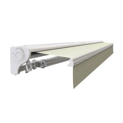 Store banne motorisé et manuel 3 x 2,5 m Demi coffre pour terrasse - Ecru - Sunny Inch