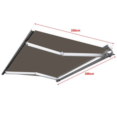 Store banne motorisé et manuel 3 x 2,5 m Demi coffre pour terrasse - Taupe - Sunny Inch