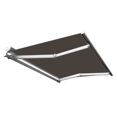 Store banne motorisé et manuel 3 x 2,5 m Demi coffre pour terrasse - Taupe - Sunny Inch