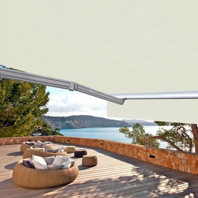 Store banne motorisé et manuel 4 x 3 m Demi coffre pour terrasse - Ecru - Sunny Inch