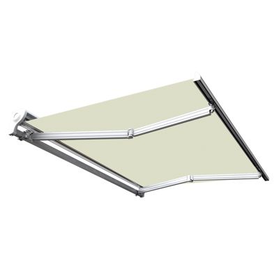 Store banne motorisé et manuel 4 x 3 m Demi coffre pour terrasse - Ecru - Sunny Inch