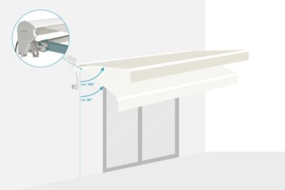 Store banne motorisé à LED semi-coffre structure blanche FAZZIO 4x3m toile beige