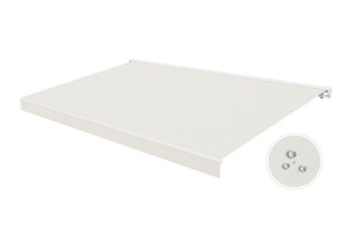 Store banne motorisé à LED semi-coffre structure blanche FAZZIO 4x3m toile beige