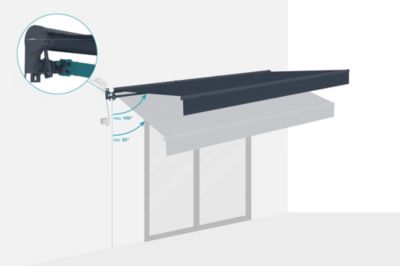 Store banne motorisé à LED semi-coffre structure grise FAZZIO 4x3m toile grise