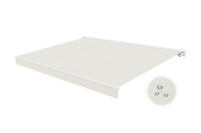 Store banne motorisé semi-coffre structure blanche FAZZIO 5x3m toile beige