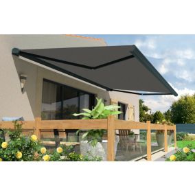 Store banne motorisé avec coffre intégral Arizona S126 - armature grise - 5 x 3,5m Sunstyl