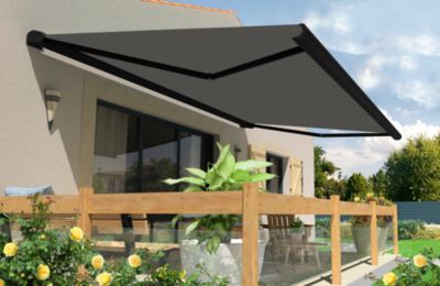 Store banne motorisé avec coffre intégral Arizona S126 - armature noire - 4 x 3,5m Sunstyl