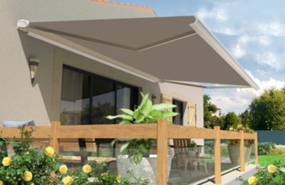 Store banne motorisé avec coffre intégral Arizona S130 - armature blanche - 4 x 3,5m Sunstyl