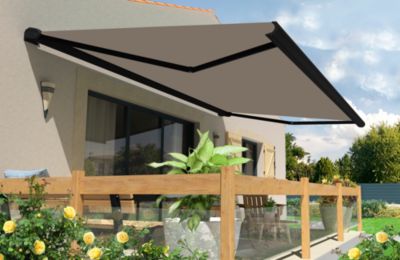 Store banne motorisé avec coffre intégral Arizona S130 - armature noire - 5 x 3,5m Sunstyl